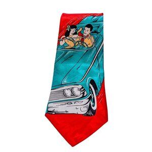 Hathaway Vintage Novelty Silk Neck Tie Necktie Red Retro Car Cruising Driving